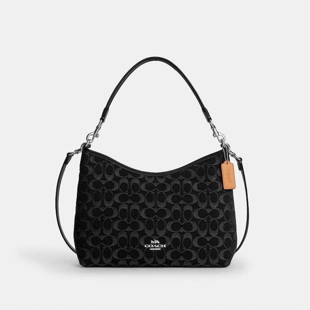 NWT Coach Laurel Shoulder & Crossbody Bag Signature Black Denim CDE44